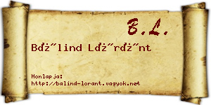 Bálind Lóránt névjegykártya